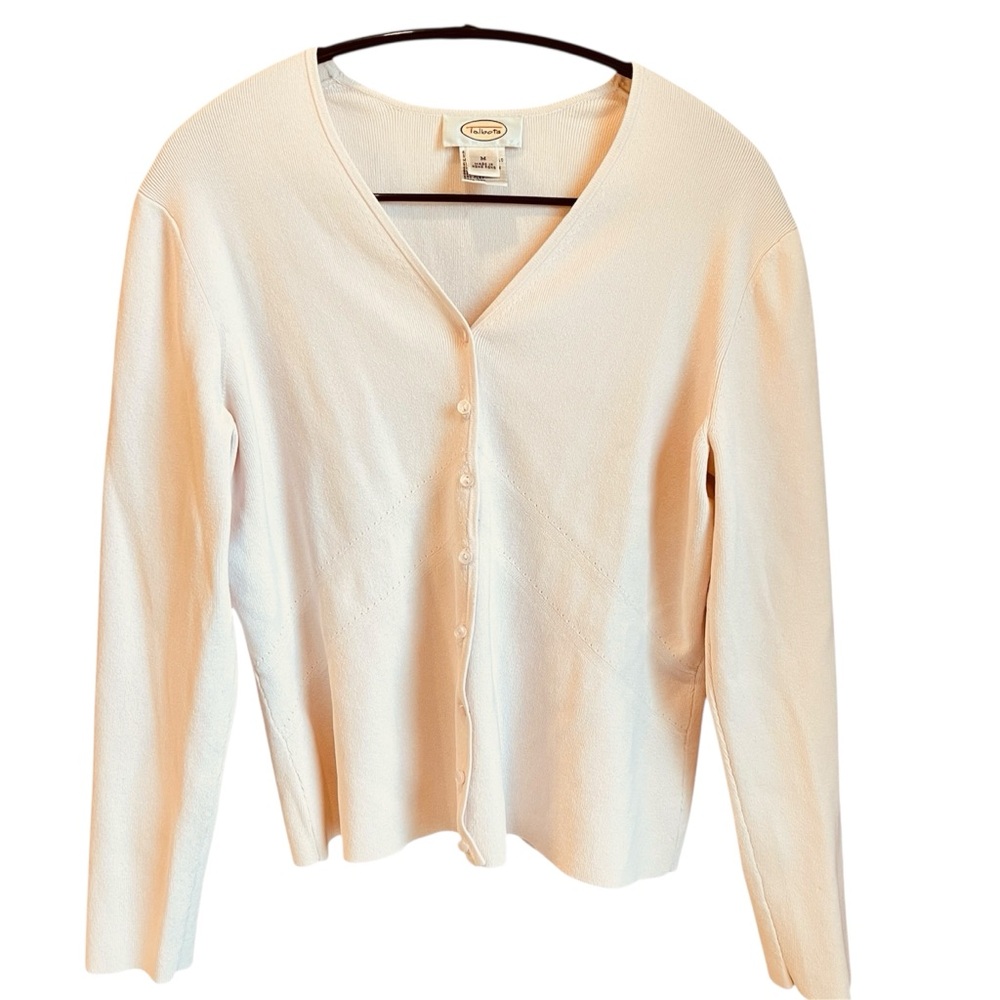 Talbots Womens Sweater Med Pale Pastel Pink Button Front Knit Cardigan Classic